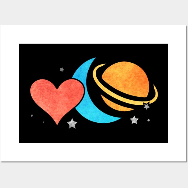 Love, Moon, Saturn Wall Art by Kelly Louise Art